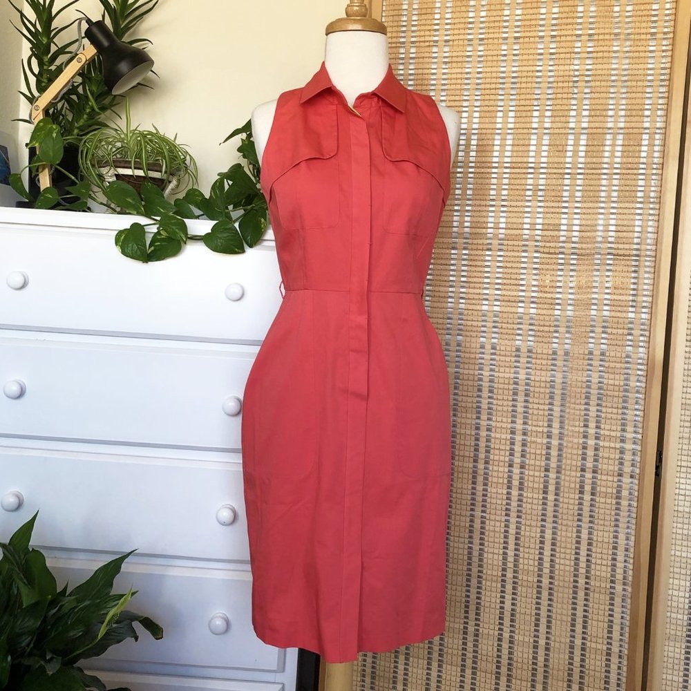 Elie Tahari Sleeveless Pink Sheath Dress With Pockets